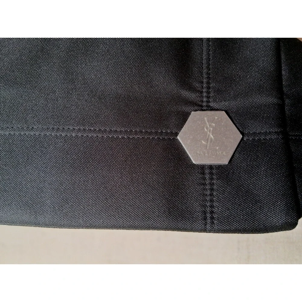Yves Saint Laurent YSL Parfums Black Cosmetic Pouch Makeup Bag Travel Case